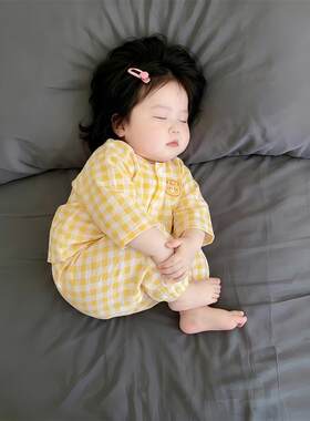 【小孩姐的第一套家居服】宝宝睡衣夏薄款a类儿童空调服分体套装