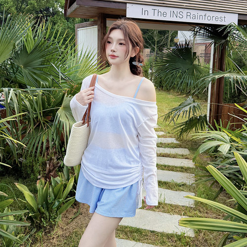大码女分体泳衣防晒温泉