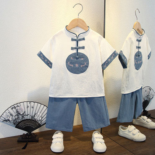 中小童棉麻套装短袖汉服中国风