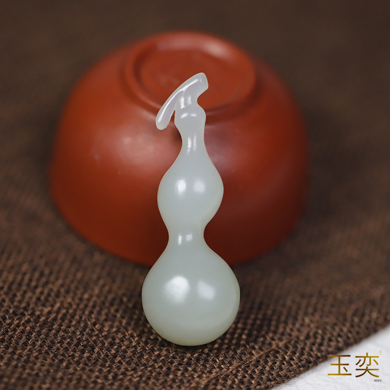 玉奕新疆和田玉籽料10.3克苏工白玉黄白种玉葫芦挂件玉吊坠