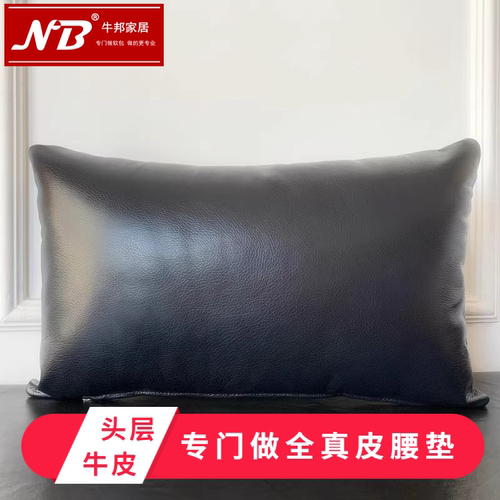 真皮抱枕靠垫腰垫含芯