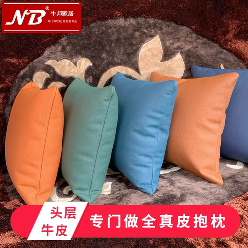 真皮抱枕沙发靠垫客厅高档简约