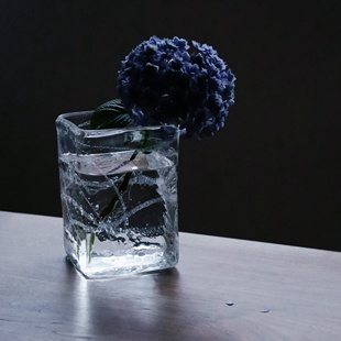 后朴展厅现货日本玻璃职人荒川尚也手作溪流方形花器摆件花瓶