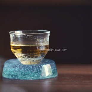 后朴展厅现货日本玻璃职人荒川尚也手作溪流气泡茶杯主人杯酒杯