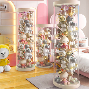 娃娃收纳桶装娃娃收纳神器展示柜客厅的透明桶毛绒玩具公仔高颜值