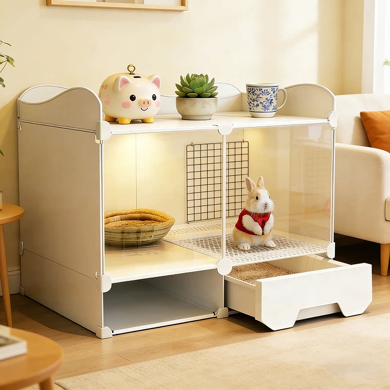 全景兔别墅兔子专用笼子荷兰猪豚鼠笼子带抽屉家用大号兔笼子兔窝