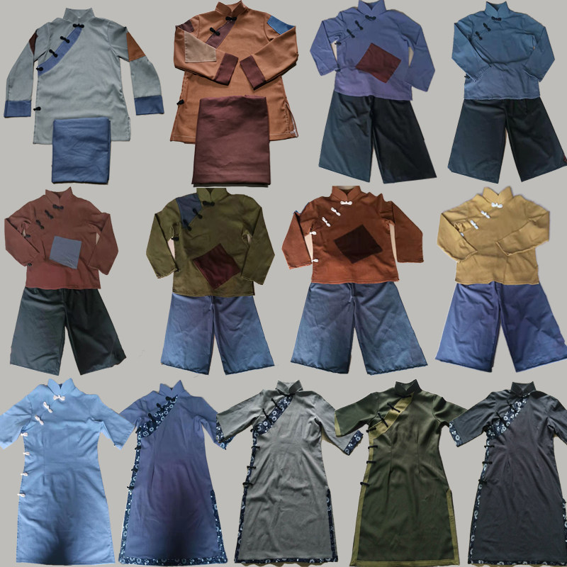 民国时期女装老粗布衣服棉麻红色革命题材抗战农民服饰红船