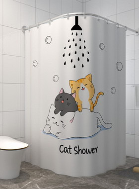 浴帘杆免打孔伸缩杆弧形浴帘套装卫生间淋浴房浴室l形半u形浴杆架