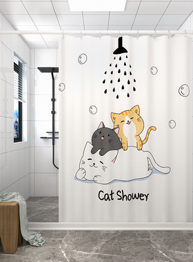 浴室防水布淋浴浴帘套装免打孔磁性洗澡卫生间窗帘门帘隔断帘帘子