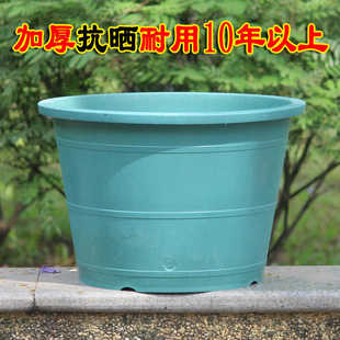田园高筒绿色圆形花盆树脂盆特大号简约客厅阳台龟背竹种树高深盆