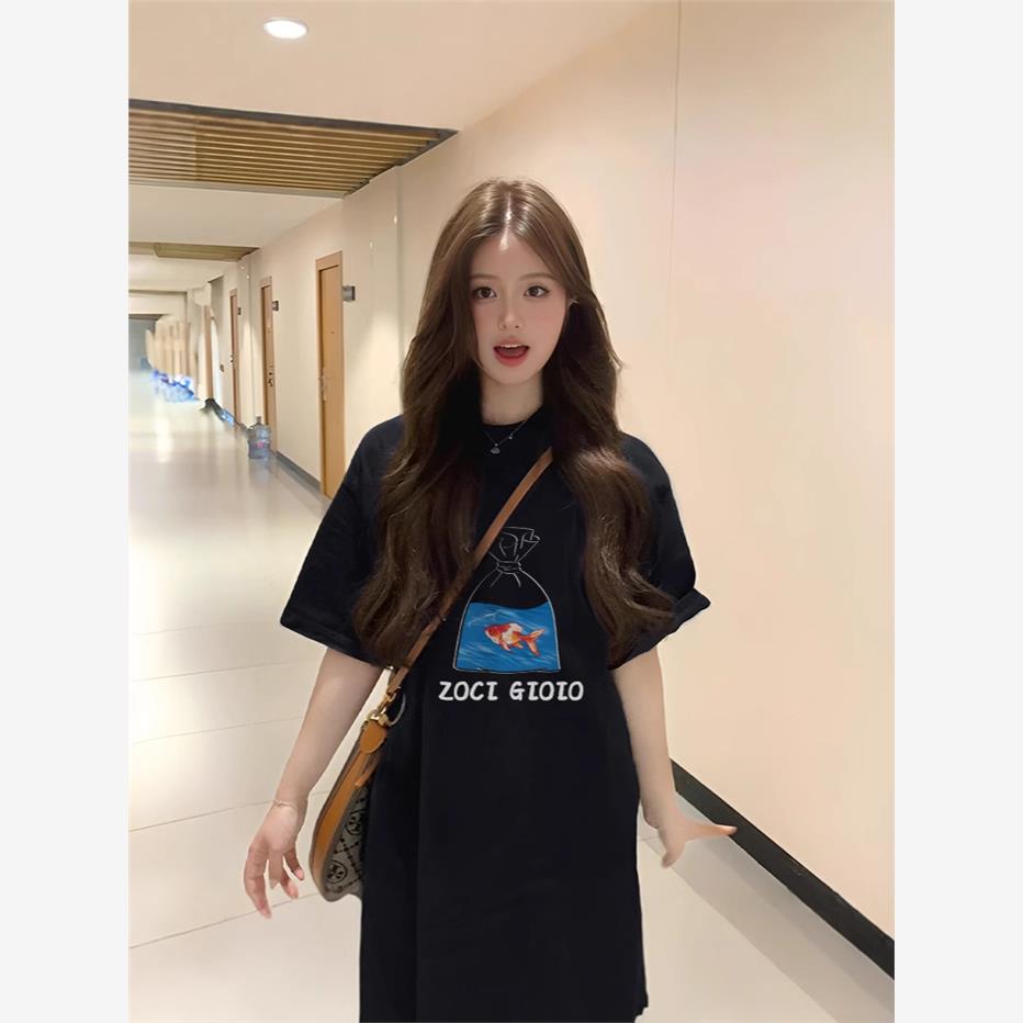 黑色短袖女t恤夏季纯棉2025新款大码上衣设计感宽松显瘦半袖体恤