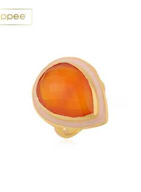 黄铜镀18K金，水晶/玉髓，珐琅