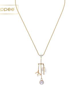 原创设计风法国配饰长款镶嵌吊坠