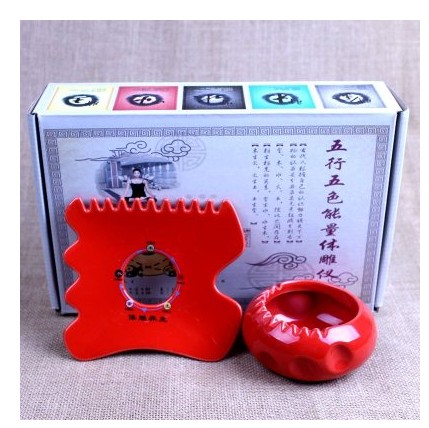 正品陶瓷体雕板罐 五行五色能量体雕刮痧板罐 健美磁疗体