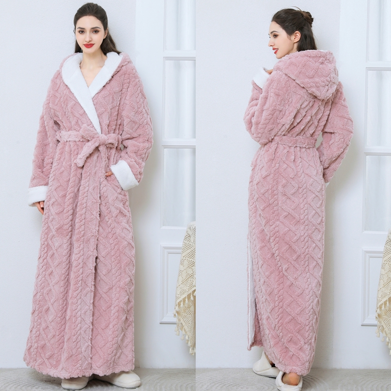 浴袍女款秋冬季加长款珊瑚绒浴袍