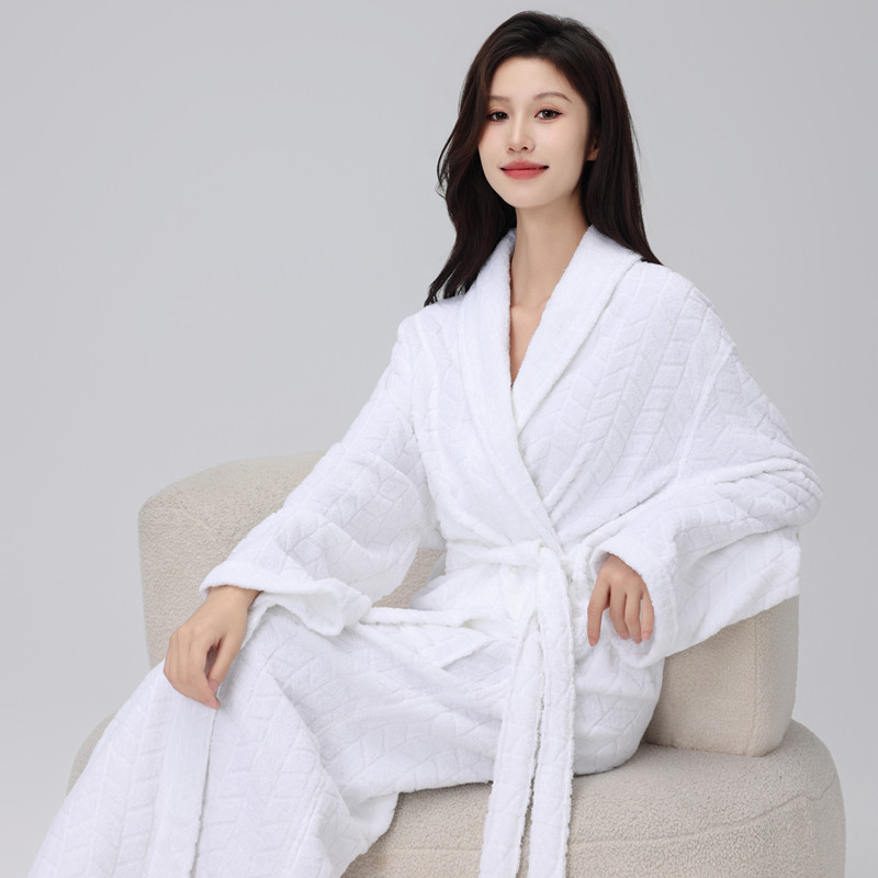 浴袍女士纯棉毛巾料吸水2025新款白色四季通用全棉加长款男士睡袍