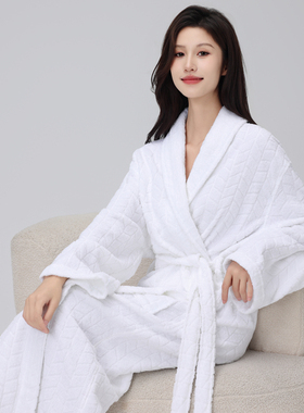 浴袍女士纯棉毛巾料吸水2025新款白色四季通用全棉加长款男士睡袍