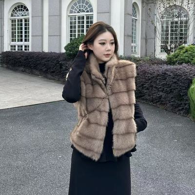 琪琪微微胖大码女装环保皮草马甲女冬季高级感立领拉链毛绒外套