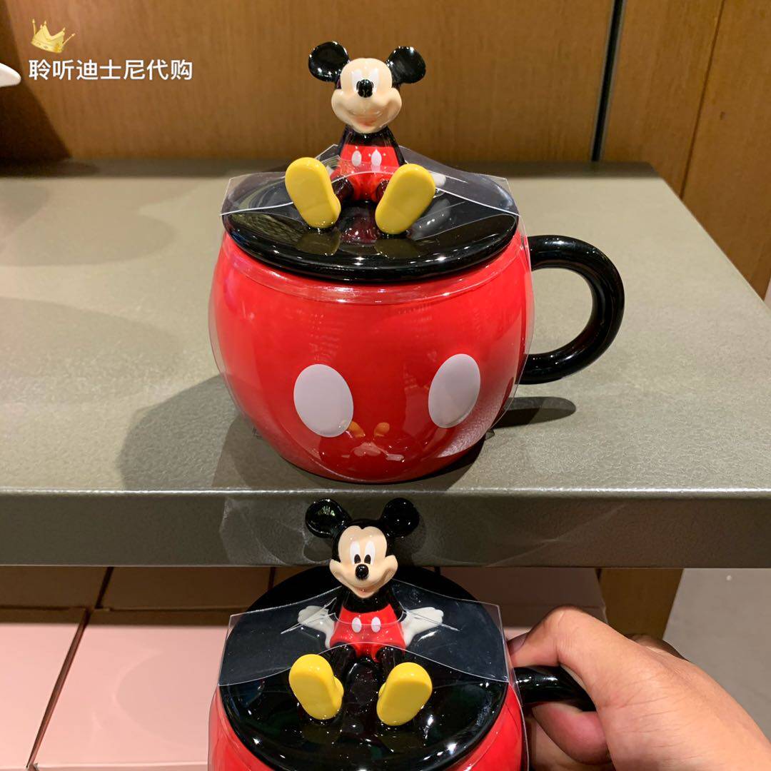 上海迪士尼国内代购米老鼠米奇卡通立体带盖马克杯陶瓷杯喝水杯子