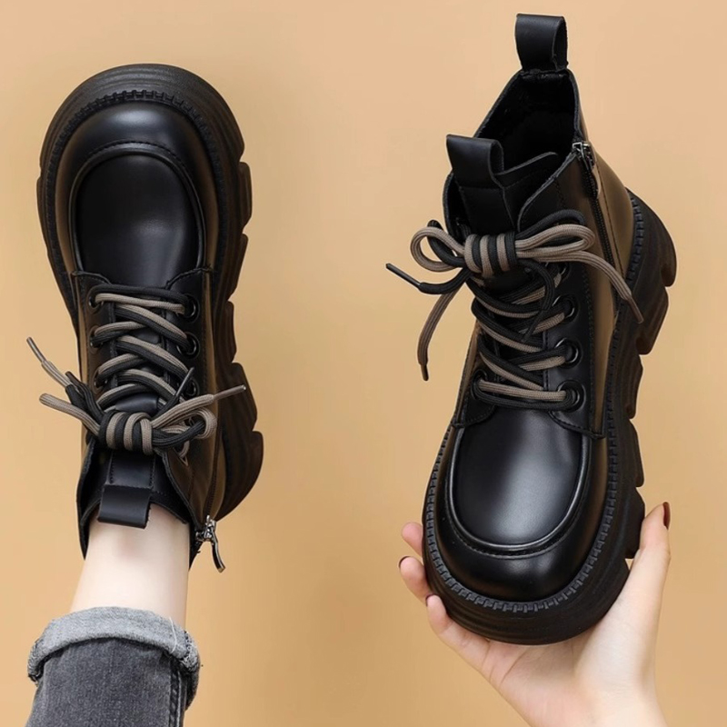 厚底轻便真皮马丁靴女短靴2025秋