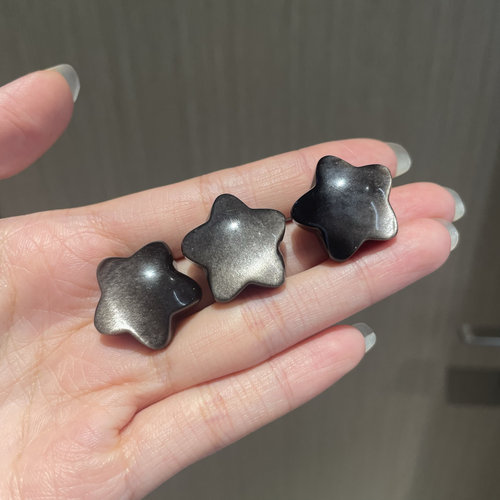 天然银曜石星星通孔星星银曜石水晶星星手机挂包包挂件星星银曜石