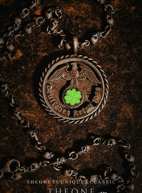 THEONE罕见古董孤品二战题材纯银+18K金吊坠复古军事风格