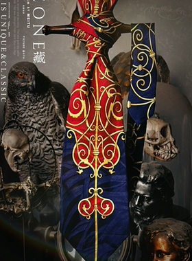 THEONE罕见绝版孤品意大利纯手工奢华古典宫廷风真丝复古领带