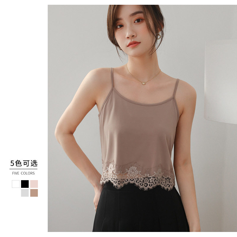 凉感纯欲风蕾丝吊带背心女夏季修身显瘦短款上衣小众设计感外穿潮
