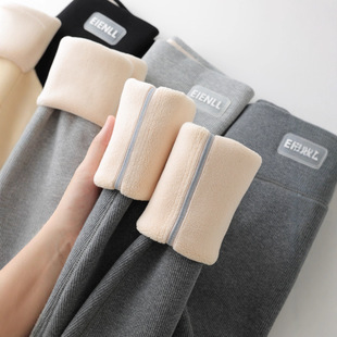 东北过冬加绒加厚500克螺纹棉羊羔绒高腰收腹保暖可外穿打底裤 女