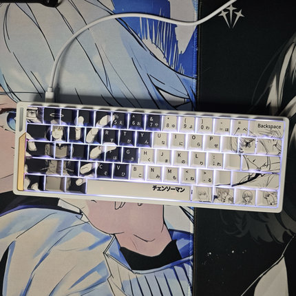 电锯人黑白makima正刻键帽适配Wootingez63made6884夜魔迈从87等