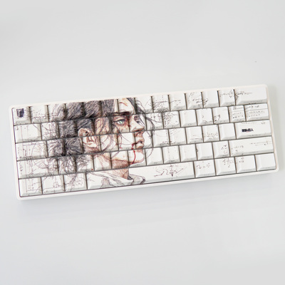 进击的巨人主题侧刻字透键帽适配wootingez63made68夜魔迈从87等