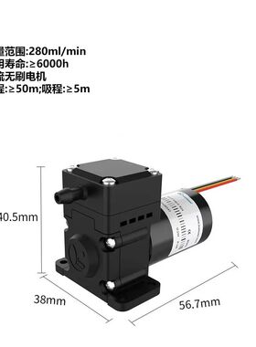 280ml/min KLLP300低流量隔膜液泵12V 24V DC无刷电机6000H