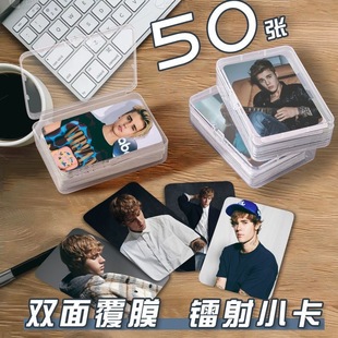 贾斯汀比伯小卡片收纳盒欧美明星周边镭射自印签名照杂志lomo卡片