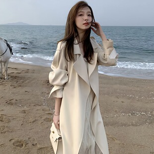 2024春秋装新款中长款过膝风衣女韩版学生流行时尚洋气大衣外套潮
