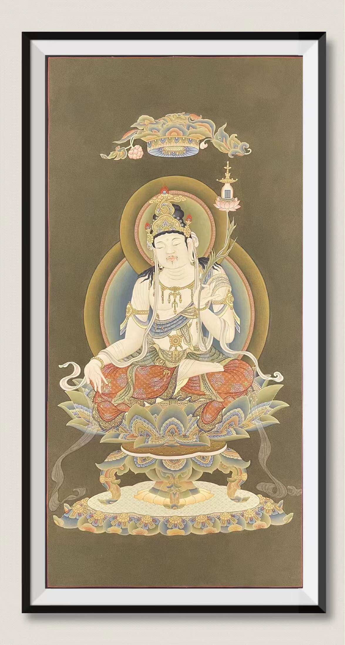 尼泊尔东密唐卡未来弥勒佛客厅玄关百搭装饰挂画保佑庇护增财增福