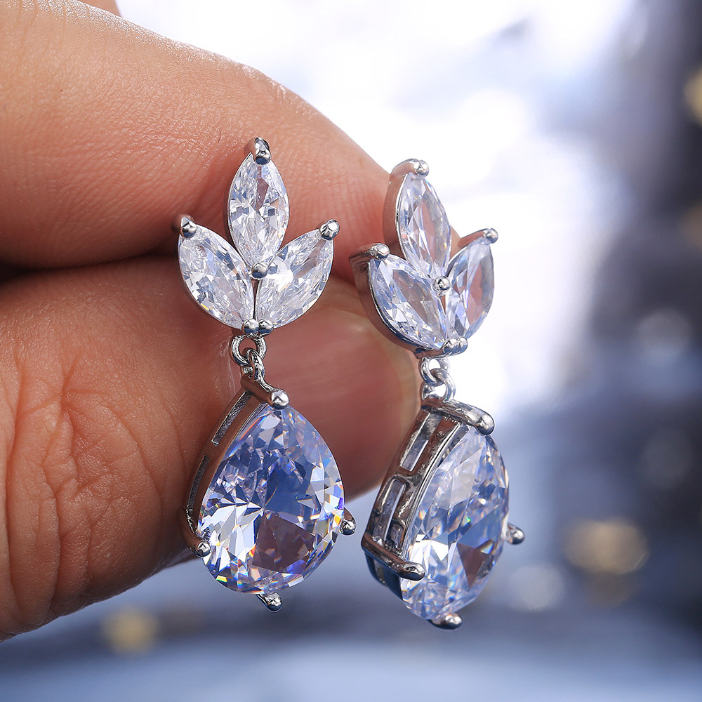 gorgeous aaa big pear cubic zircon women bridal earring