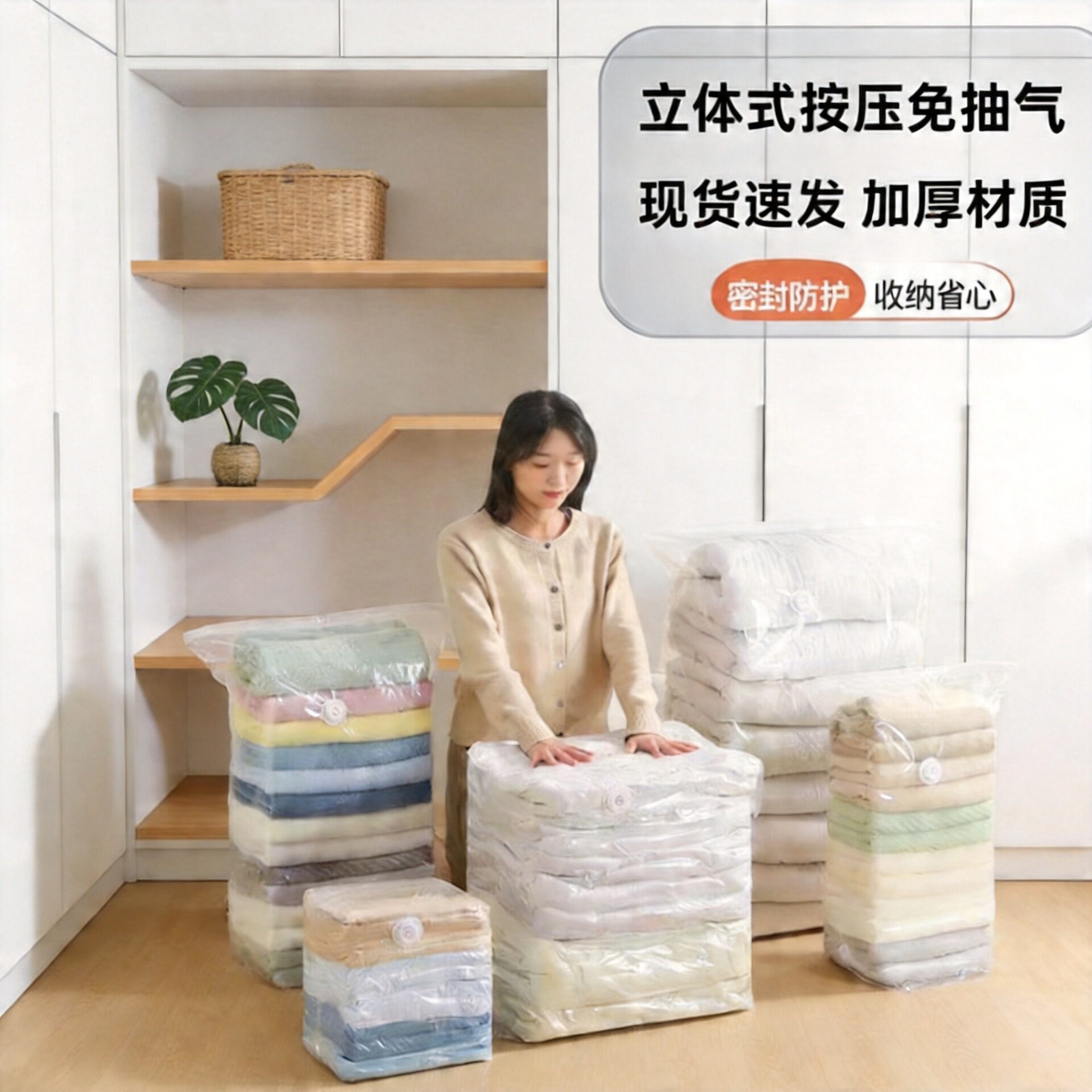 【免抽气】换季家用立体收纳压缩袋衣服棉被特大号真空压缩袋ZY