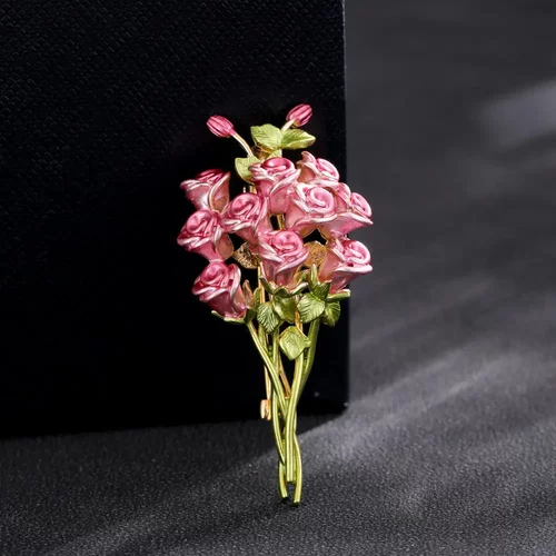 母亲节粉色创意玫瑰花胸针高档精致百搭别针西装时尚配饰礼品套HP