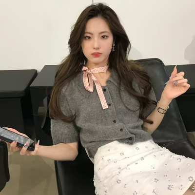 温柔气质粉色波点丝巾长条护颈丝带飘带百搭高级感领巾围脖配饰女