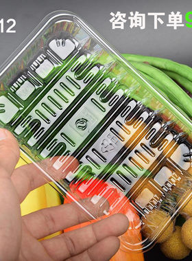 生鲜托盘PET全透明长方形一次性塑料盒超市冰鲜食品打包装盒1912