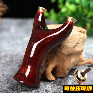紫檀快压实木弹弓飞虎扁皮精准户外射击免绑反曲弹工手工实战原木