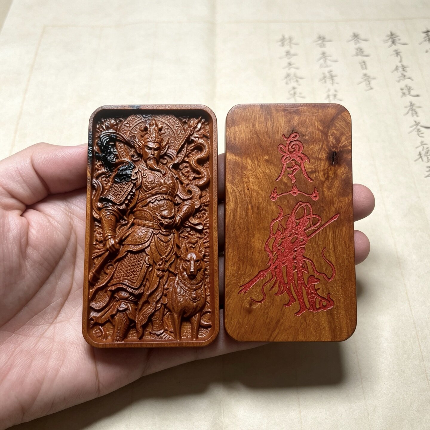 雷击枣木二郎神杨戬挂牌哮天犬神木雕