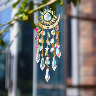 太阳光捕手风铃挂件水晶捕梦网室内户外光影反折射好看阳台装饰品