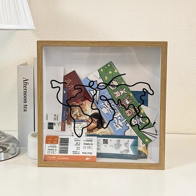 票根收纳相框机票火车票记忆纪念珍藏框旅行足迹可视化收纳装饰画