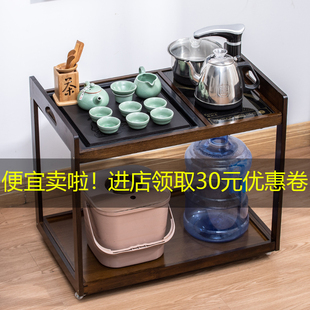 移动茶几茶台小茶桌客厅沙发边几矮款 茶车家用茶具茶盘一体泡茶台