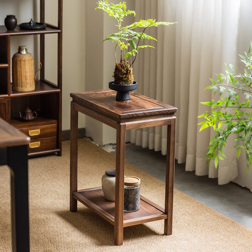 北美黑胡桃木花架子落地置物架