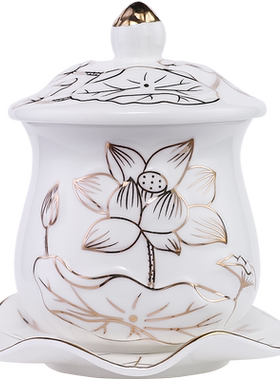 吾堂吾器陶瓷家用财神观音供水杯