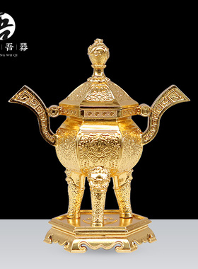 2025黄铜五供摆件佛具用品大全供佛烛台家用佛前供具花瓶香炉