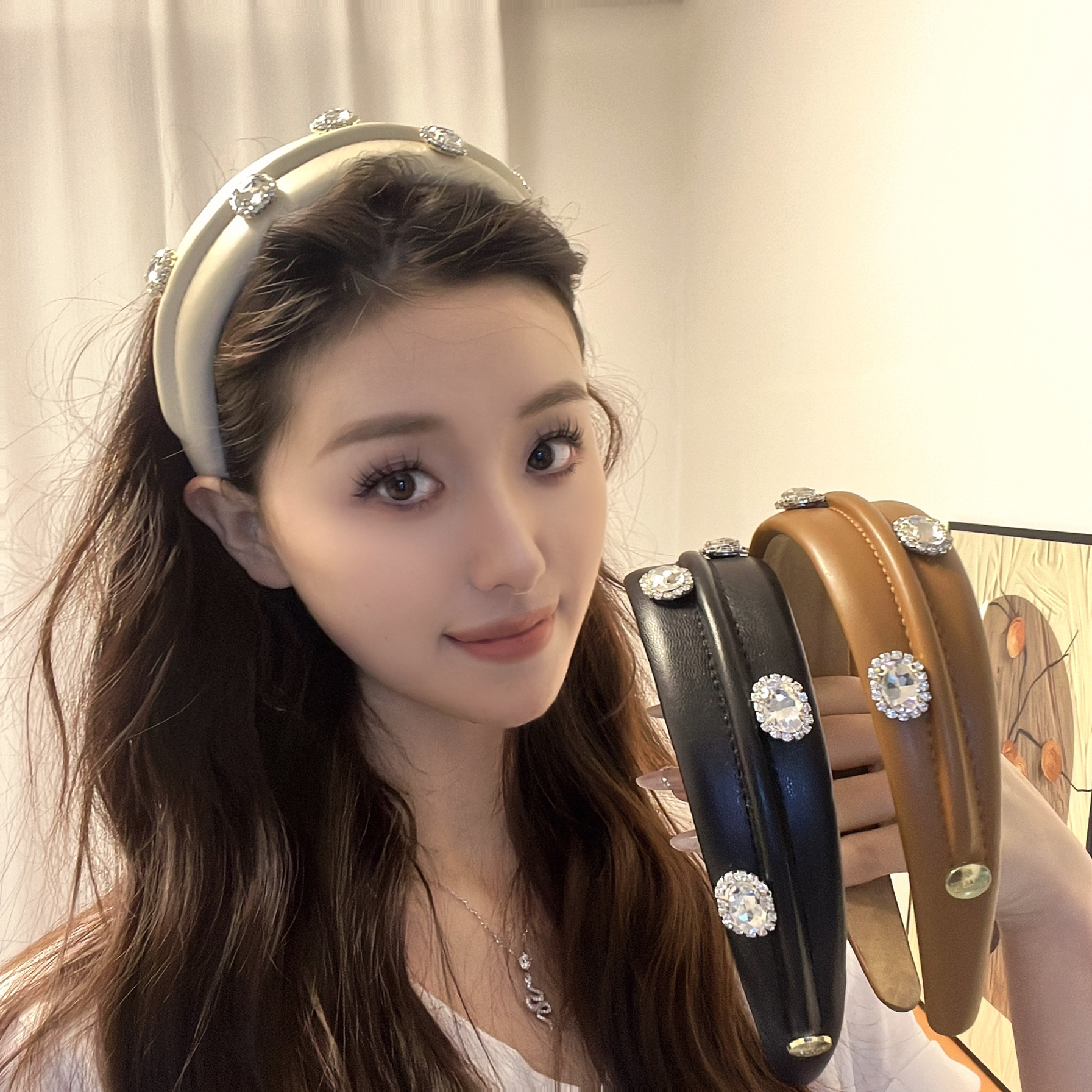 韩版新款重工水钻发箍女宽版时髦高颅顶头箍网红外出百搭发卡