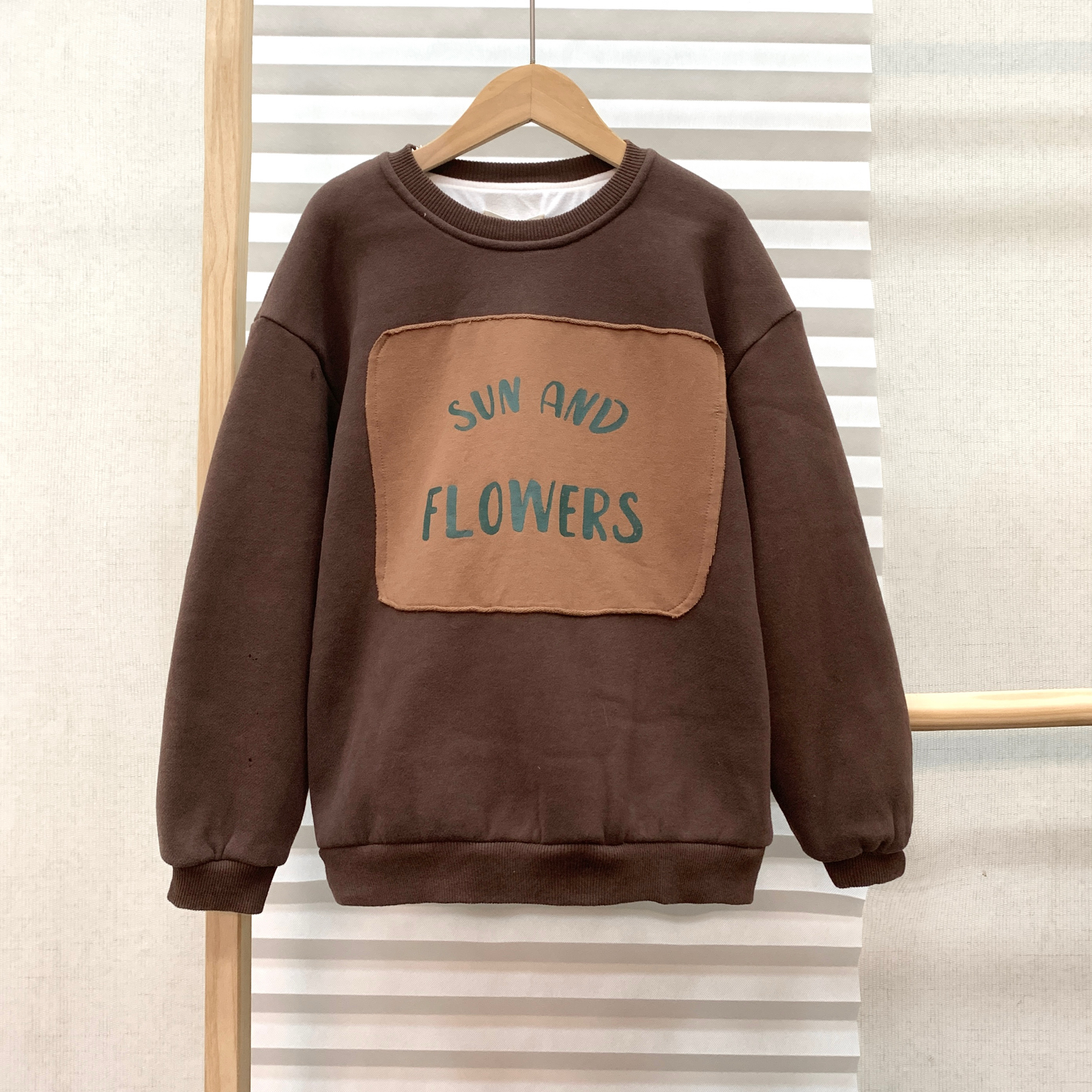 YC系列儿童秋冬双层软糯新款加绒加厚圆领套头宽松休闲森系卫衣